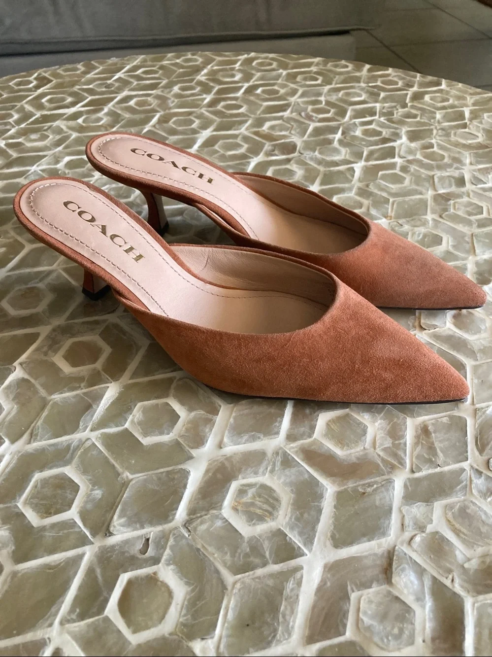SOLD! Coach Renn Suede Mule in ‘Burnished Amber’ (5.5)